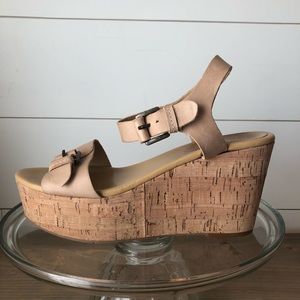 NWOB Nine West Leather Cork Platform Sandel sz 8